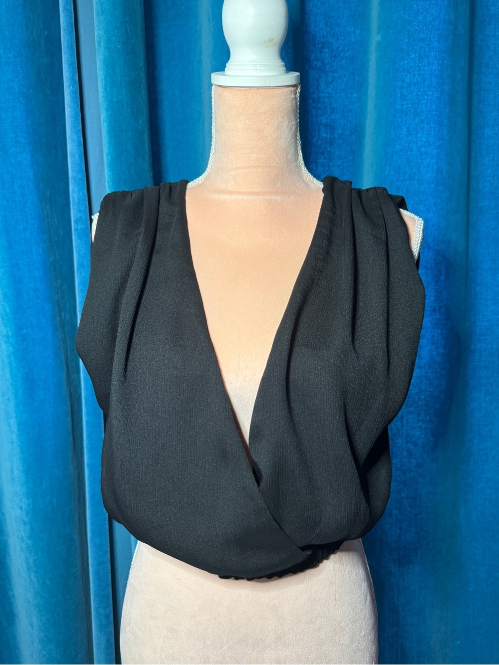 Women's Black Draped Sleeveless blouse